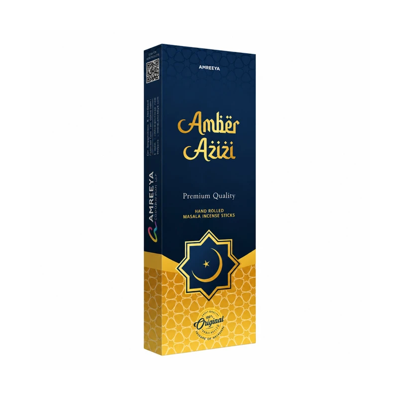 عود دست‌ساز آمریا مدل آمبر عزیزی Amber Azizi رایحه ساده بسته 30 عددی