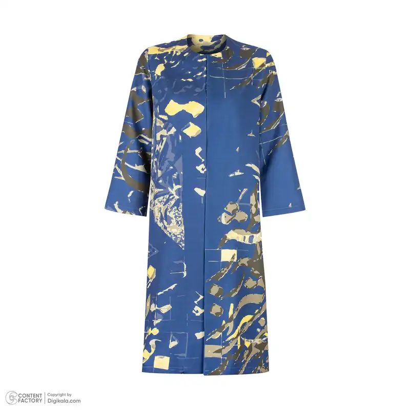مانتو زنانه مدل خطاطی رنگ سرمه‌ای