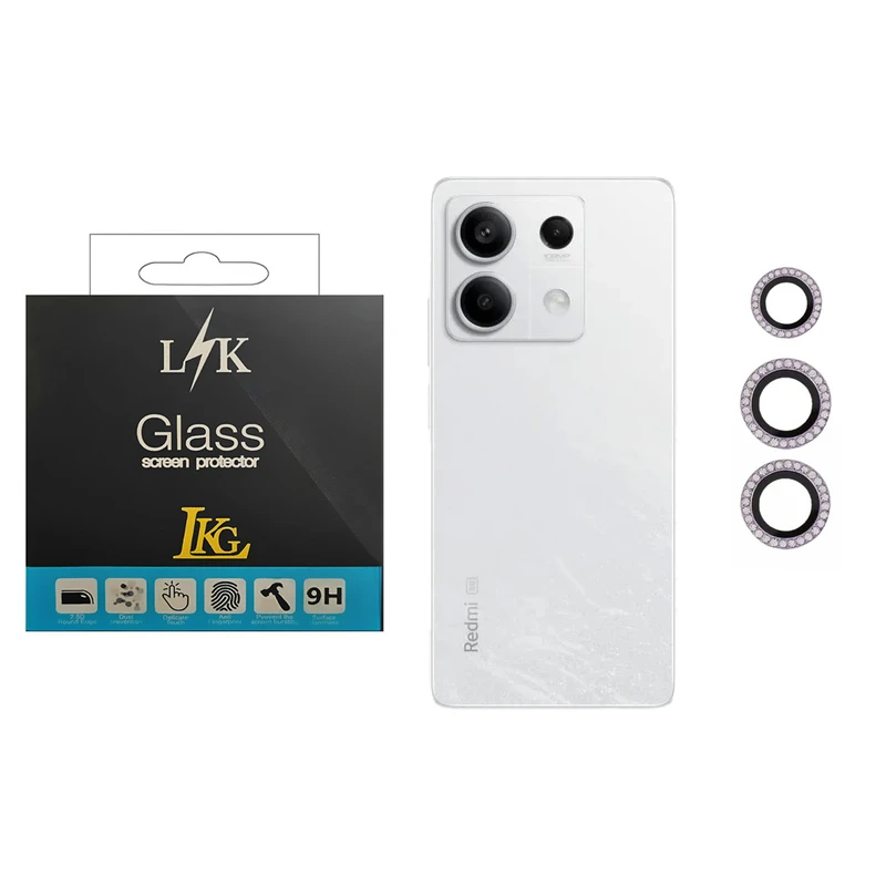 محافظ لنز دوربین ال کا جی مدل نگین دار مناسب برای گوشی موبایل شیائومی Redmi Note 13 Pro 5G