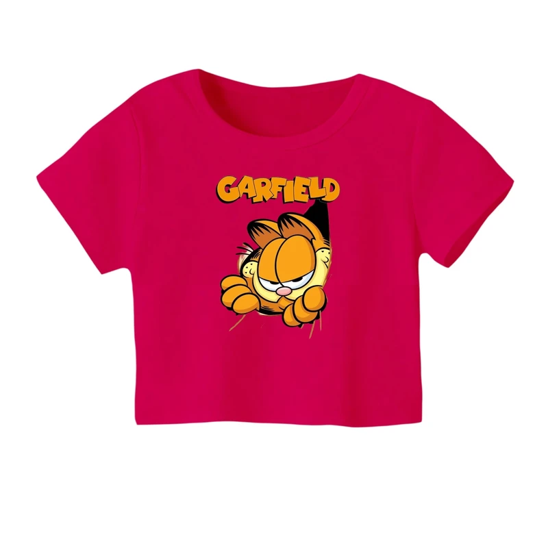 کراپ‌ تی‌شرت آستین کوتاه زنانه مدل گارفیلد کد 3