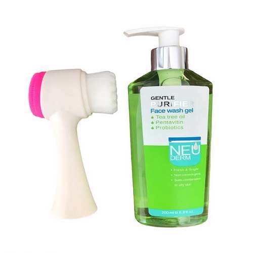  ژل شستشو صورت نئودرم مدل Gentle Purifier حجم 200 میلی لیتر به همراه برس پاک کننده صورت مدل آوانیوم