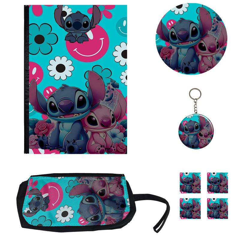 بسته لوازم تحریر مدل مدل کلاسور طرح استیچ و لیلو کیوت کد 1 مجموعه 8 عددی