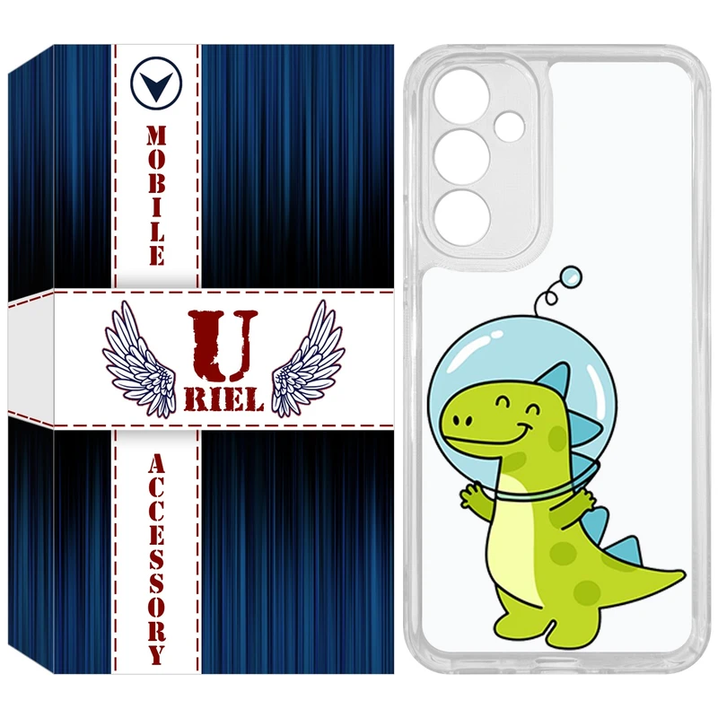 کاور یوریل مدل Clear کد 62 طرح دایناسور فضانورد مناسب برای گوشی موبایل سامسونگ Galaxy A54