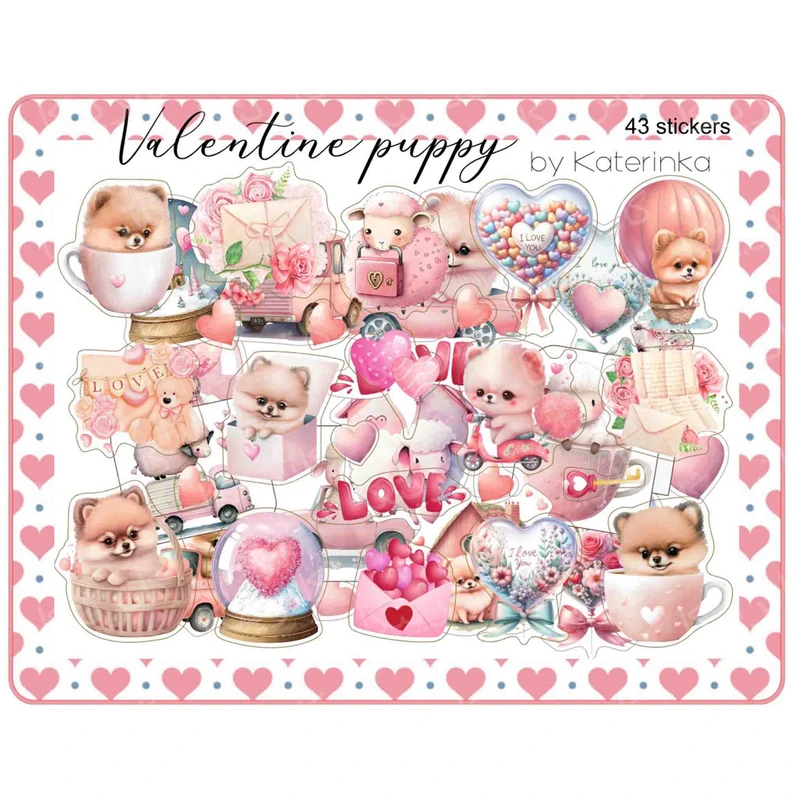 برچسب کاترینکا طرح برش خورده بولت ژورنال و اسکرپ بوک مدل Puppy بسته 43 عددی