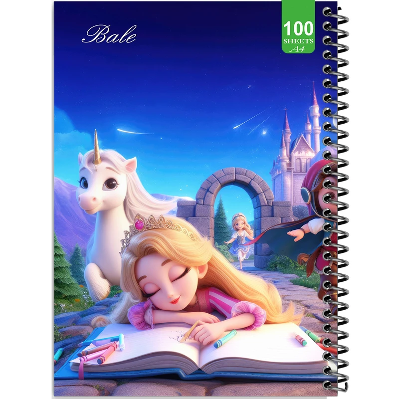دفتر نقاشی 100 برگ بله طرح فانتزی دختر کوچولوی نقاش کد A4-N296