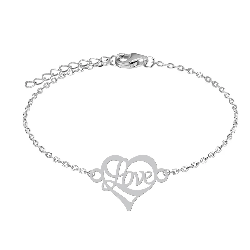 دستبند زنجیری زنانه هایکا مدل قلب و عشق love کد z.dh103