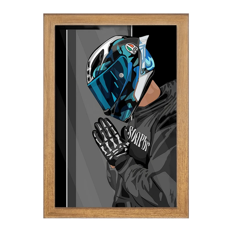 تابلو خندالو مدل پسر و کلاه کاسکت کد F3011