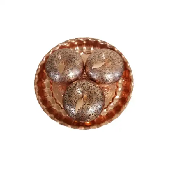 ست 4 تکه قندان و دیس مسی مدل سیب