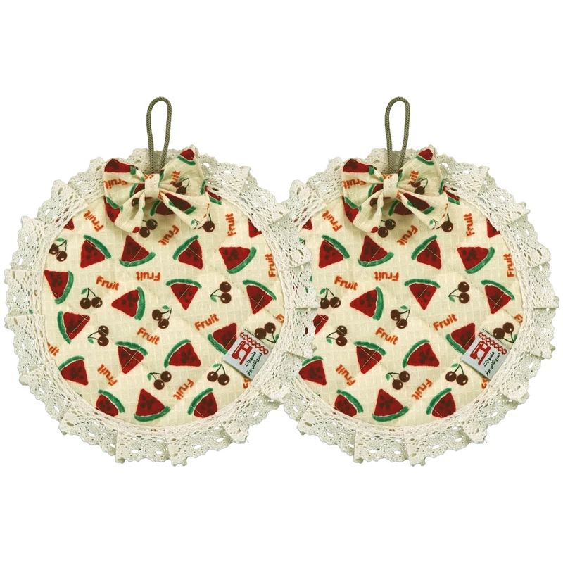 دستگیره منسوجات خسروشاهی برتر مدل گرد طرح میوه ای کد DGGK196 بسته 2 عددی