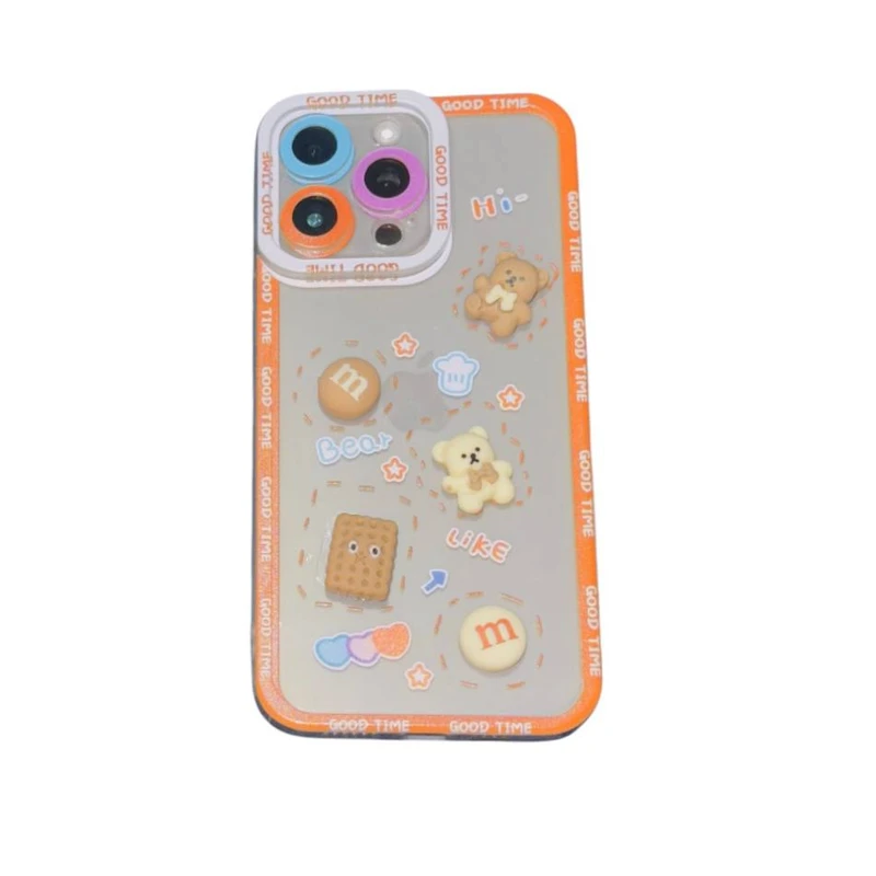 کاور طرح خرس بیسکوییتی برجسته کد Bear45  مناسب برای گوشی موبایل اپل  Iphone 14 pro