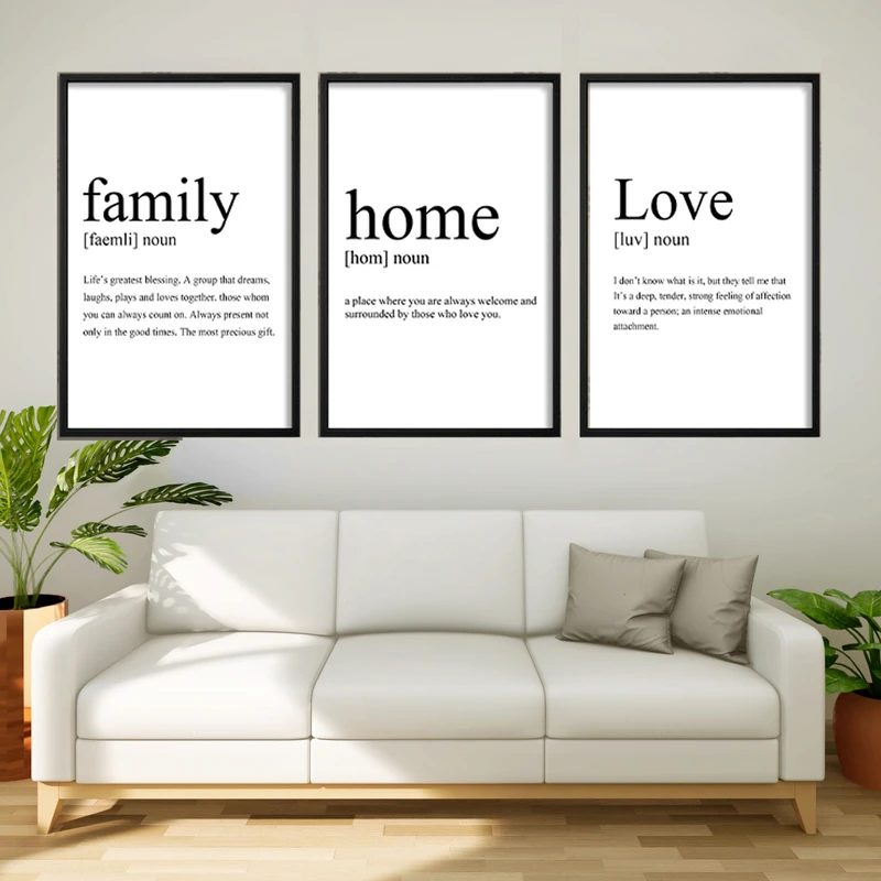 تابلو بکلیت طرح انگیزشی خانواده و خانه و عشق مدل B-565 مجموعه 3 عددی