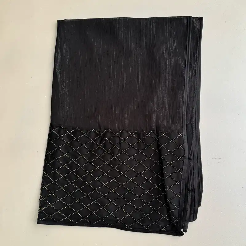 شال زنانه مدل مجلسی مهمانی کریشه لمه ساده دستک حریر توری لوزی شاین دار کد 2