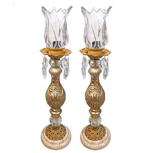 شمعدان برنجی مدل الینا کد S-4289 بسته دو عددی