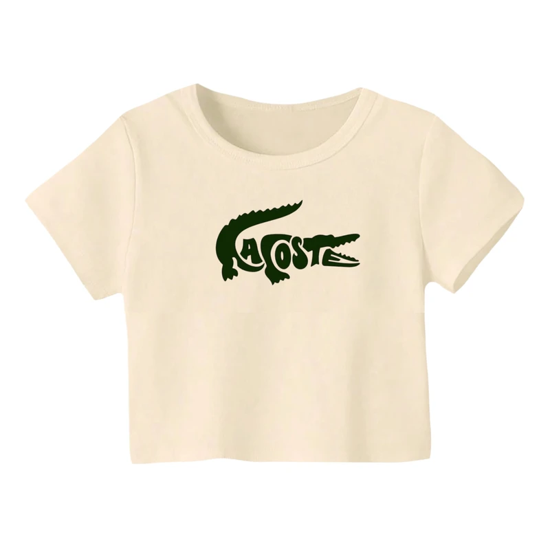 کراپ‌ تی‌شرت آستین کوتاه زنانه مدل لوگو کد 10