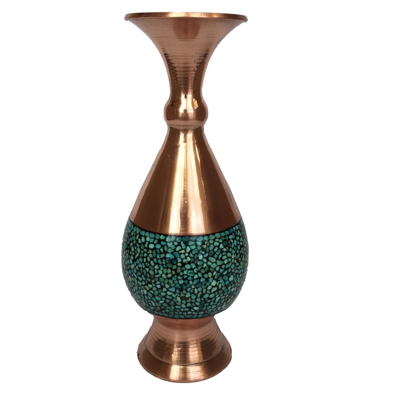 گلدان فیروزه کوبی مسی کد 11