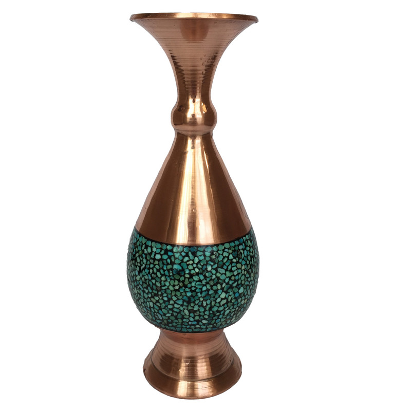 گلدان فیروزه کوبی مسی کد 11