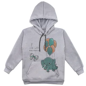 هودی دخترانه مدل فیل و بادکنک F31 رنگ طوسی