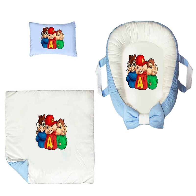 سرویس خواب سه تکه نوزاد ناریکو مدل گارد محافظ دار طرح آلوین و سنجاب ها کد 0666