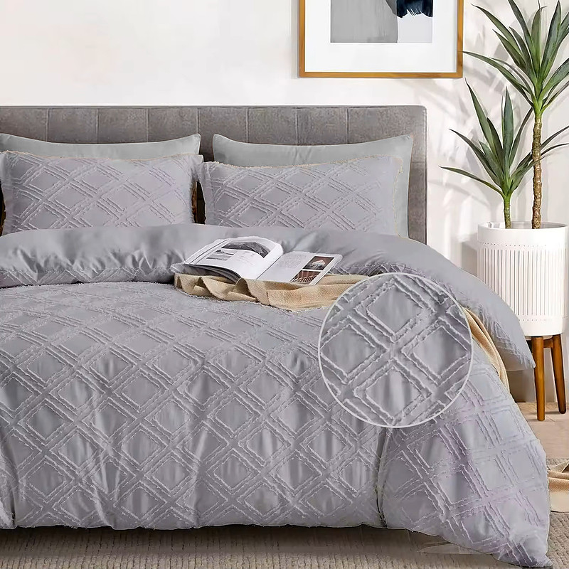 سرویس روتختی دو نفره 8 تکه نوپه هوم مدل مینیمال طرح برجسته لوزی 158