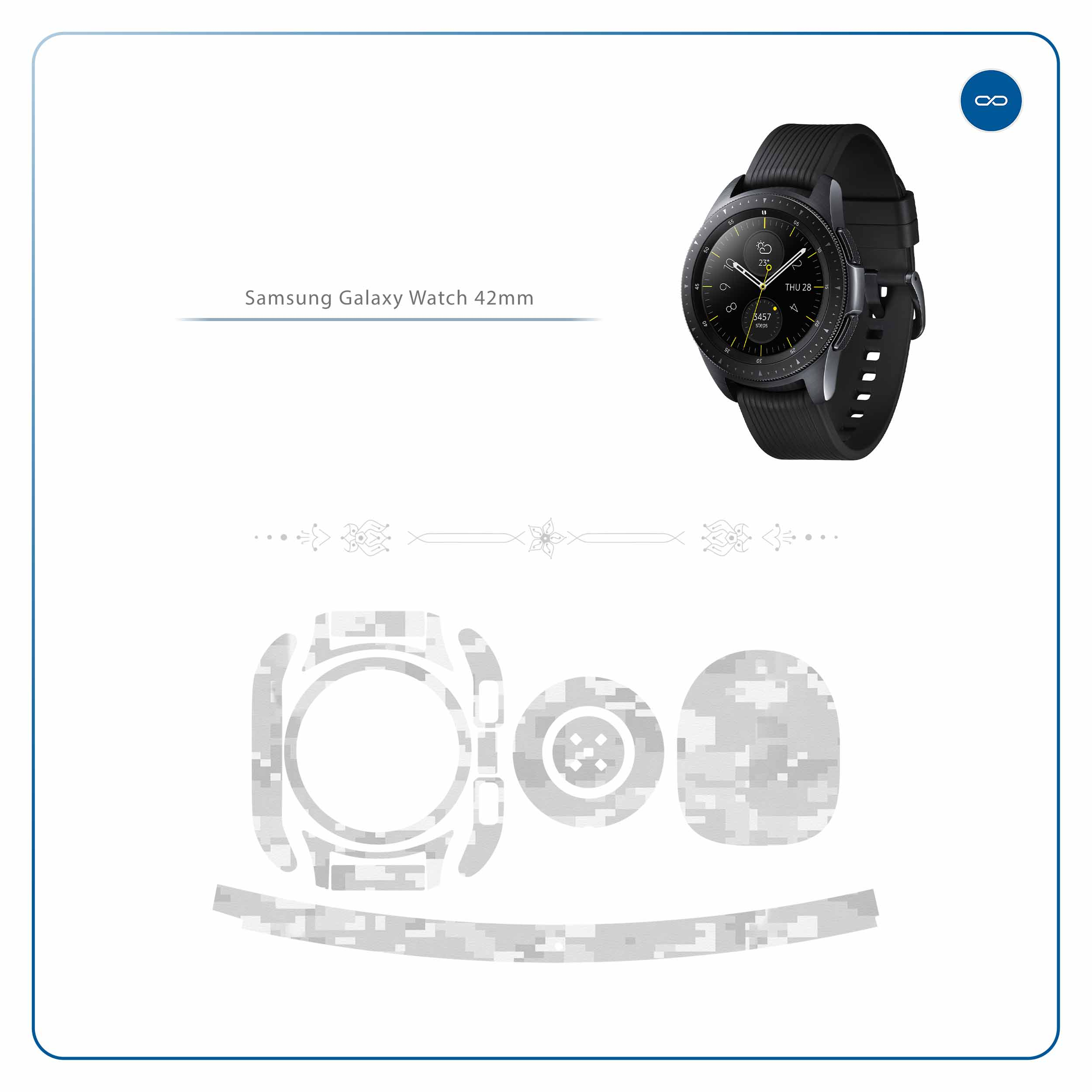 برچسب ماهوت طرح Army-Snow-Pixel مناسب برای ساعت هوشمند سامسونگ Galaxy Watch 42mm