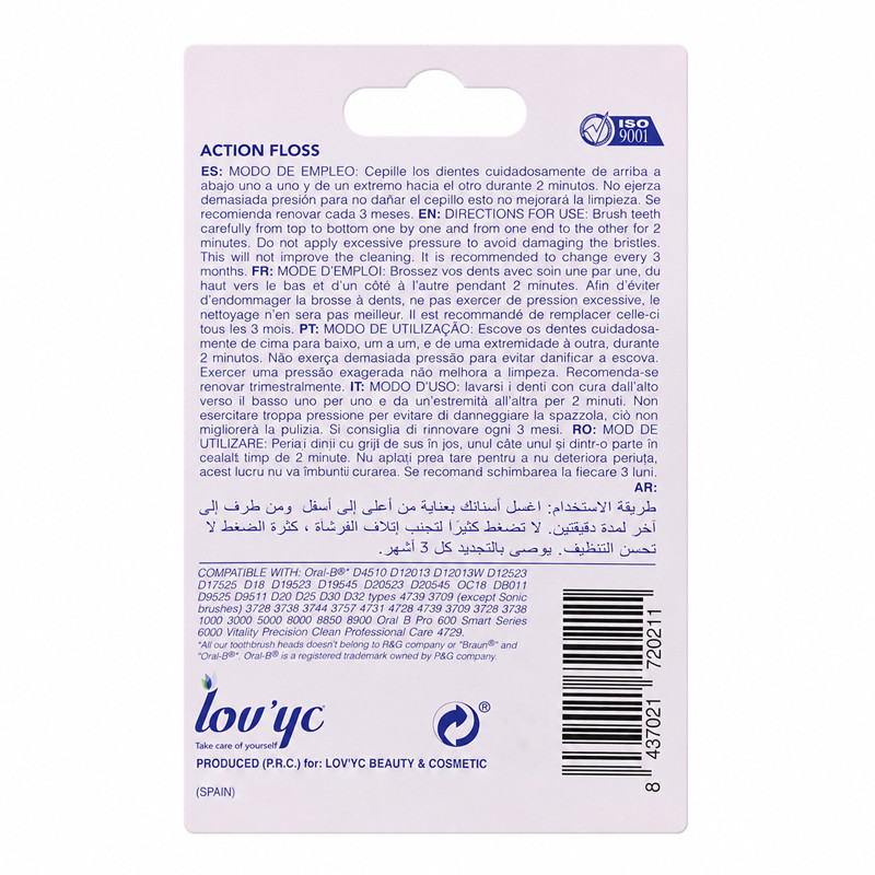 سری یدک مسواک برقی لاویک مدل ACTION FLOSS با الیاف نرم بسته 4 عددی
