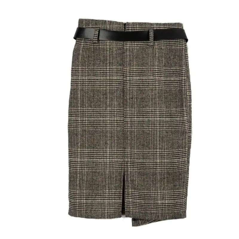 دامن زنانه مدل پشمی کد MDSS-AT9436 همراه با کمربند