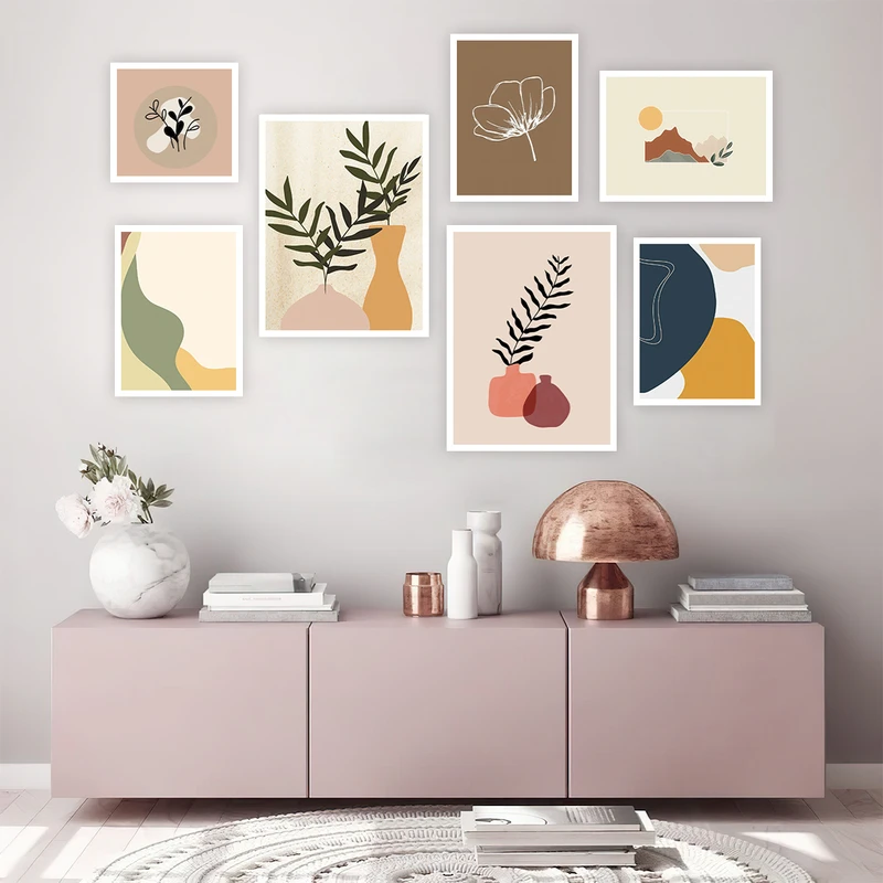 تابلو بکلیت طرح دکوراتیو مینیمال برگ مدل W-649 مجموعه 7 عددی