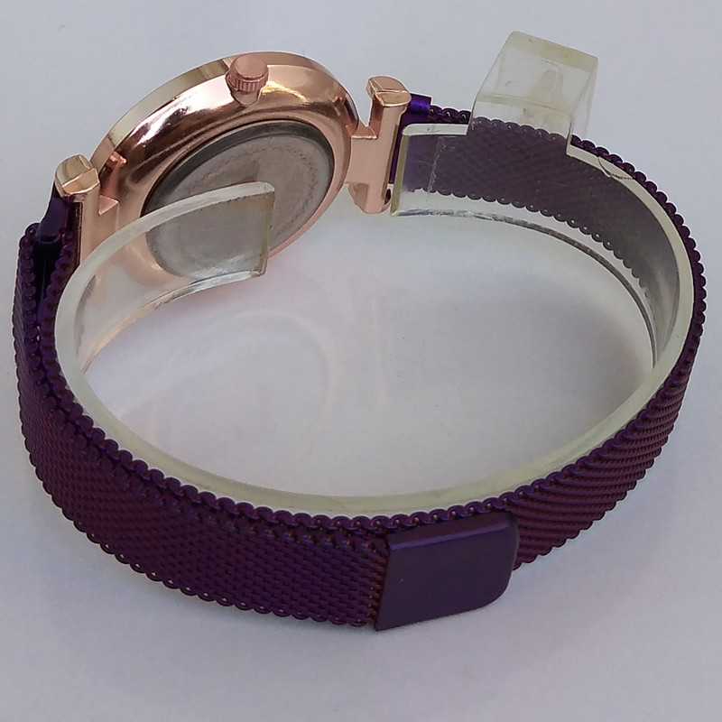 ساعت مچی عقربه ای دخترانه مدل مگنتی دور شنی کد 3299