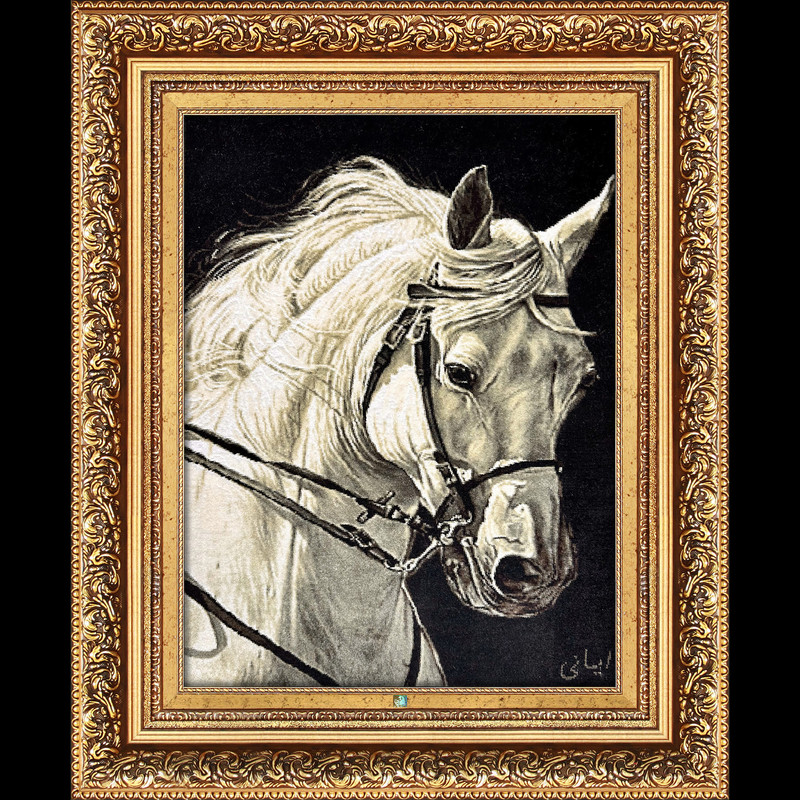 تابلو فرش دستباف فرش میرنظامی مدل اسب کد 1626