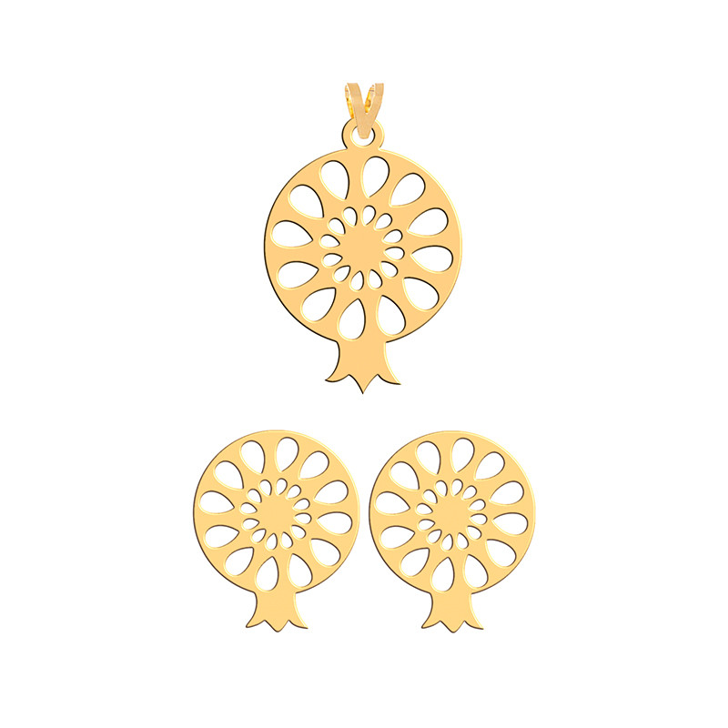 نیم ست طلا 18 عیار زنانه فرشته مدل  طرح انار کد WHSL-00097