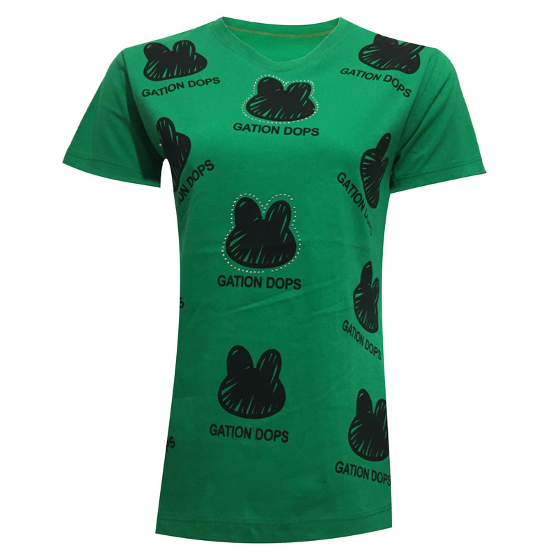 تی شرت آستین کوتاه زنانه مدل خرگوش GATION DOPS نخی نگینی کد tm-1953 رنگ سبز 