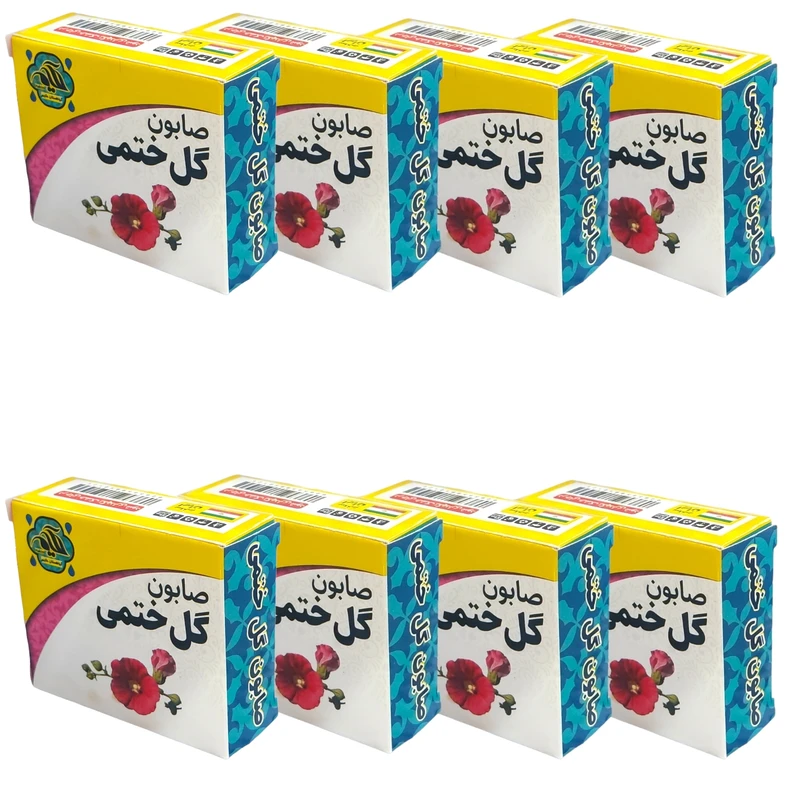 صابون شستشو گیاهستان حکیم مدل گل ختمی وزن 70 گرم بسته هشت عددی
