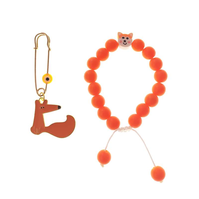 دستبند بچگانه مدل روباه به همراه سنجاق سینه