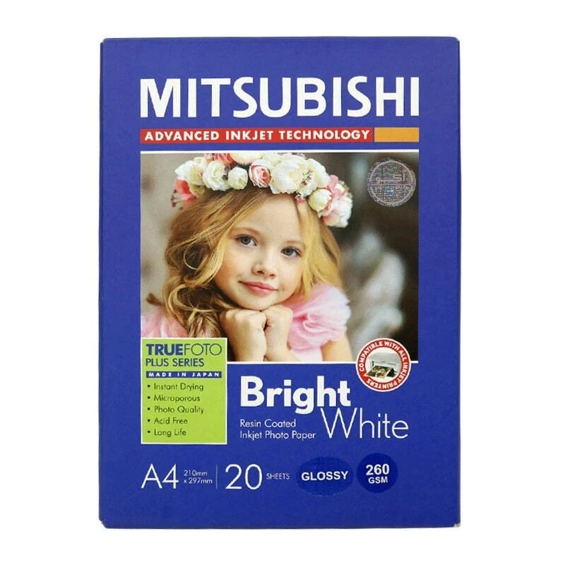 کاغذ چاپ عکس میتسوبیشی مدل گلاسه سایز A4 بسته 20 عددی