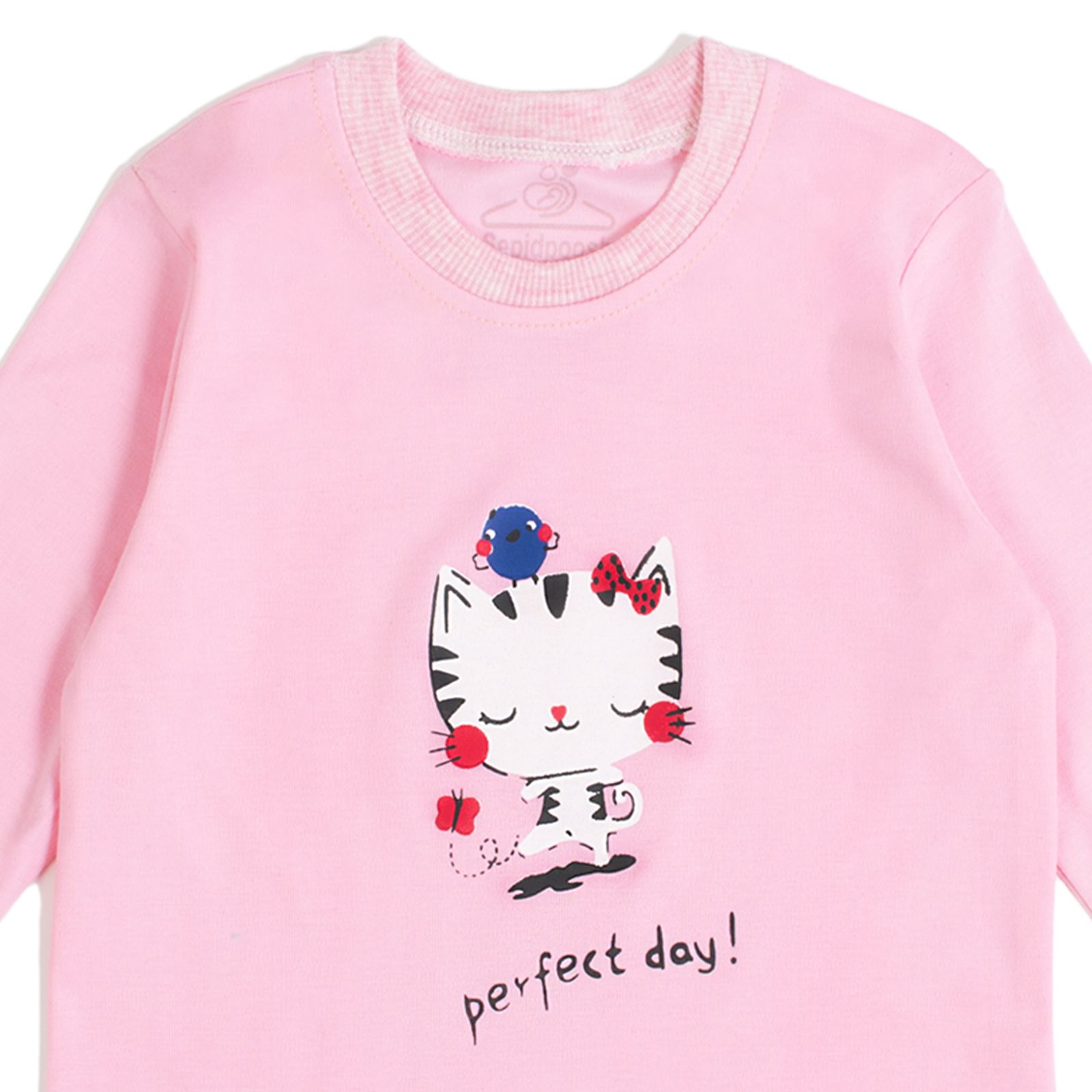 ست تی شرت آستین بلند و شلوار بچگانه سپیدپوش مدل گربه کد 1402310 -  - 7