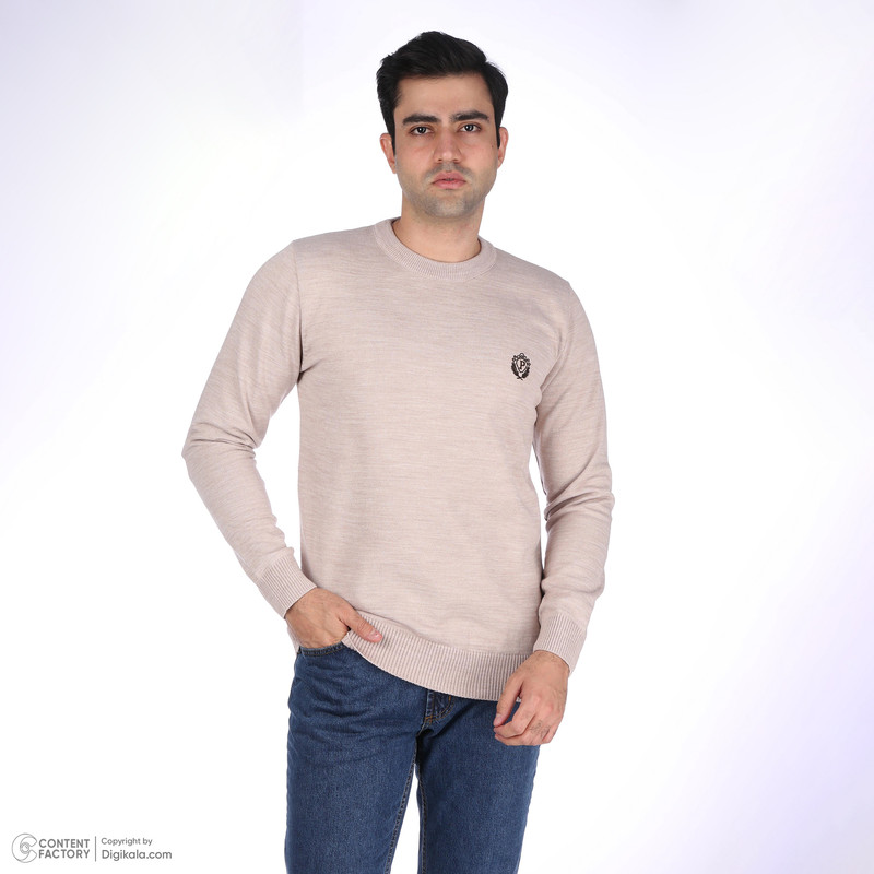پلیور مردانه تریکو پاییزان مدل  یقه گرد کد PR700 رنگ کِرِم