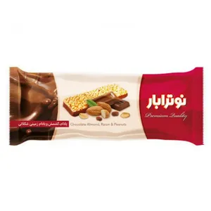 نوترابار شکلاتی با مغز بادام و کشمش - 30 گرم بسته 20 عددی