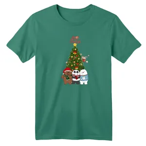 تی شرت آستین کوتاه بچگانه مدل خرس کریسمس کد 6 رنگ سبز سدری