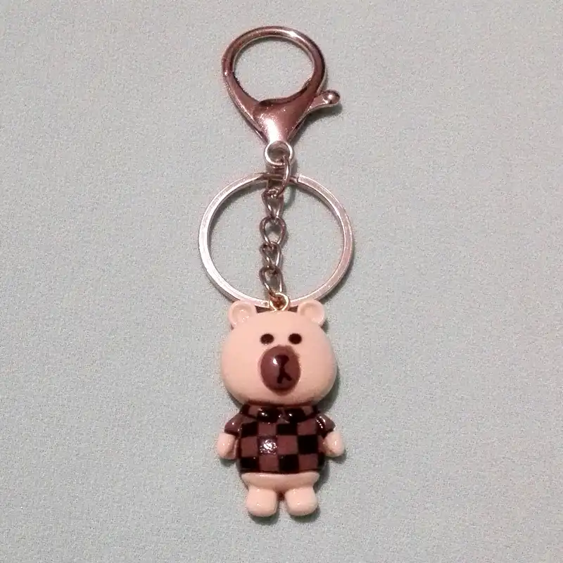 آویز کیف زنانه مدل خرس شطرنجی