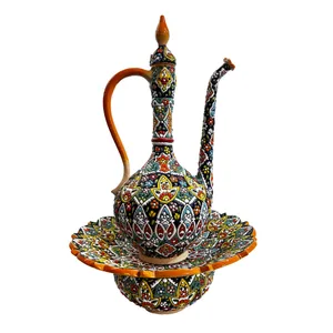 ست آفتابه و لگن میناکاری مدل اسلیمی کد m1001
