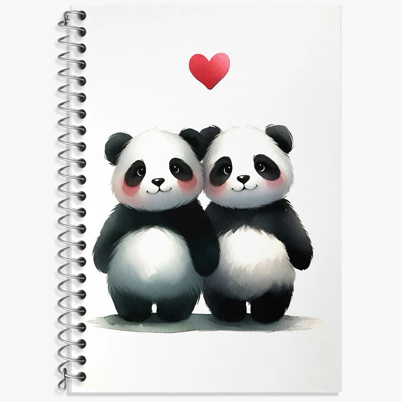 دفتر زبان 50 برگ خندالو مدل دو خط طرح پانداهای بامزه کد F7889