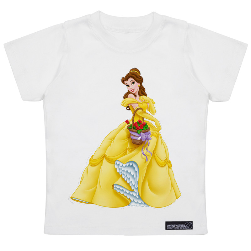 تی شرت آستین کوتاه دخترانه 27 مدل Belle Beast Cinderella کد MH1412