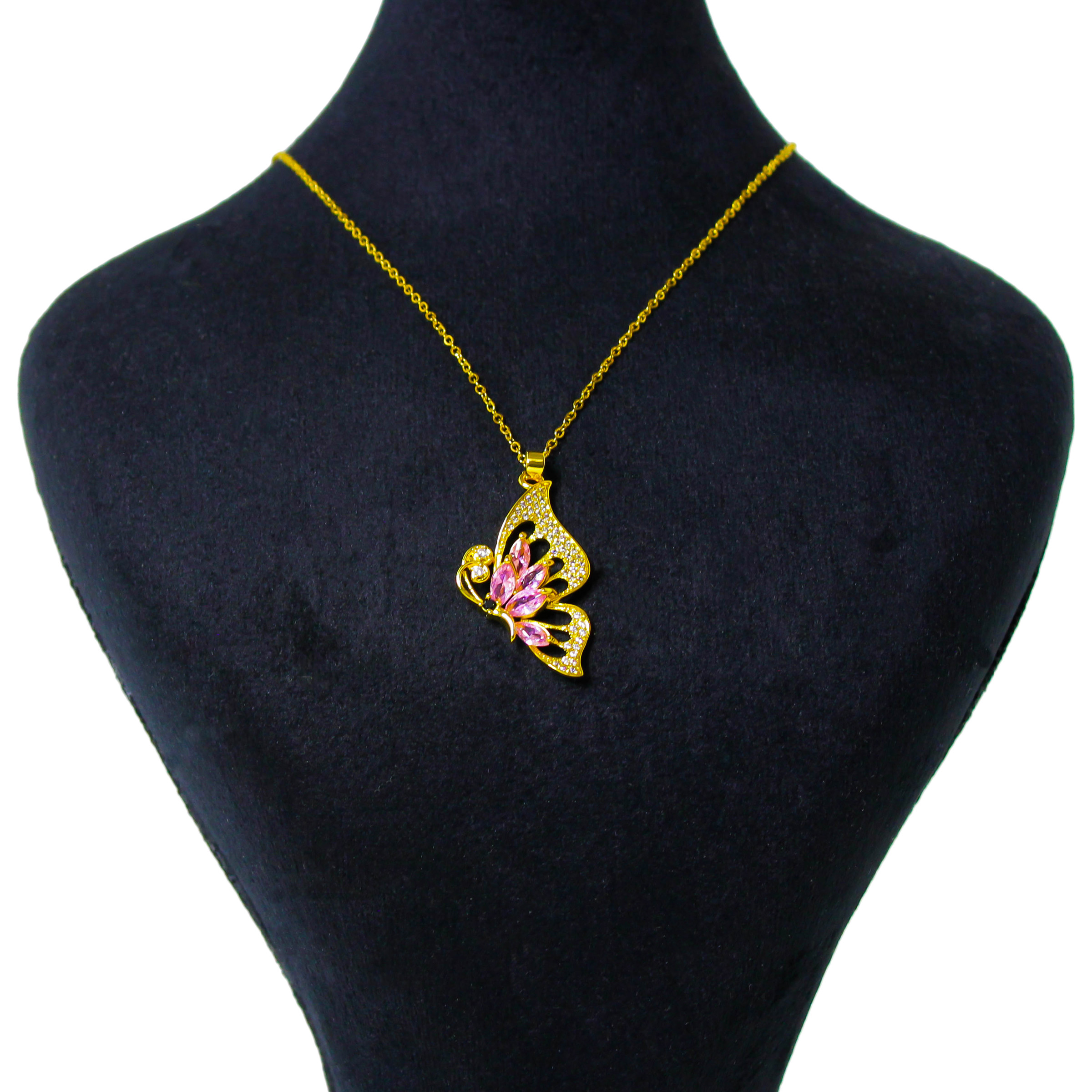 گردنبند دخترانه مدل پروانه نگین دار کد 113 A گردنبند دخترانه مدل پروانه نگین دار کد 113 A