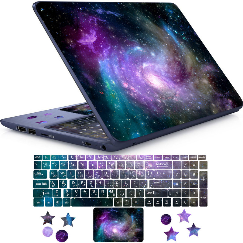 استیکر لپ تاپ راتیانا مدل space15 مناسب برای لپ تاپ 15 تا 17 اینچ به همراه برچسب حروف فارسی کیبورد