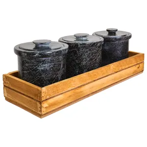 ست جا ادویه 3 پارچه مدل چوب سنگ