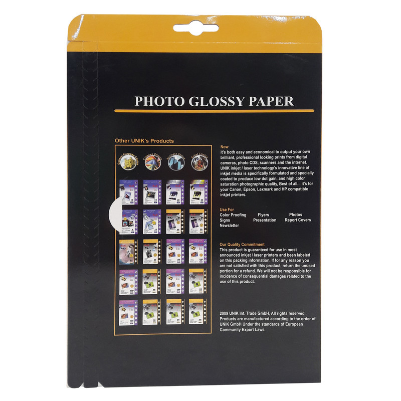کاغذ چاپ عکس گلاسه یونیک مدل 5150 سایز A4 بسته 100 عددی