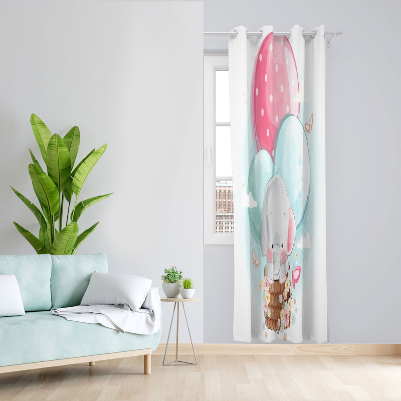  پرده مدل اتاق کودک مخمل پانچی طرح بچه فیل کد 2700 سایز 140x280 سانتی متر