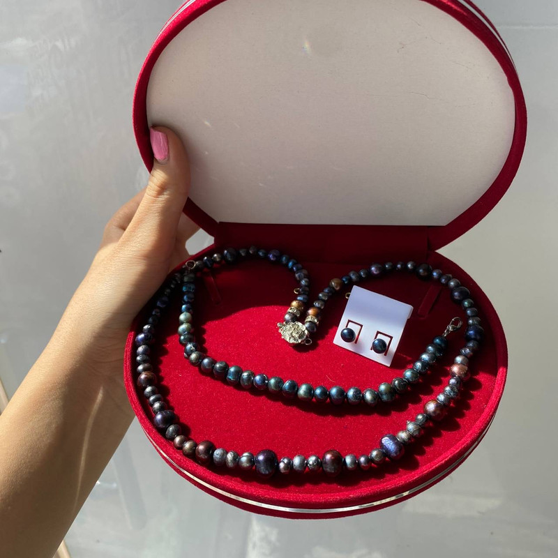 نیم ست نقره زنانه مدل مروارید کد MO0093A