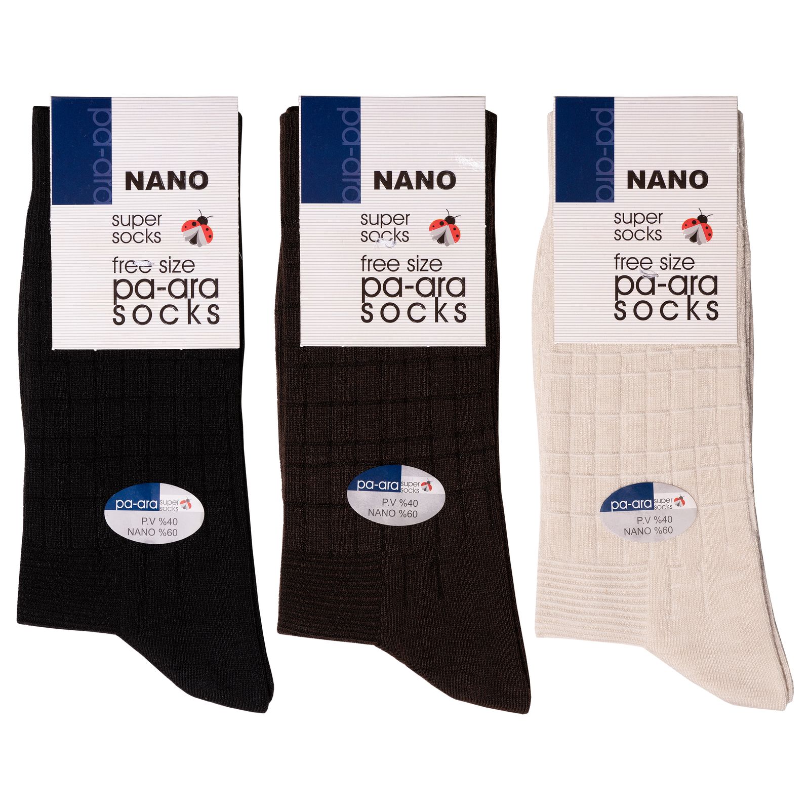 جوراب مردانه پاآرا مدل نانو 60 کد 6010 مجموعه 3 عددی -  - 2