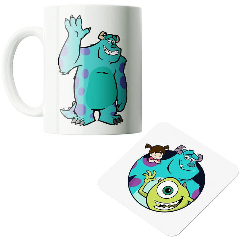 ماگ پاد آفرین مدل  کارتونی سالیوان کارخانه هیولاها کیوت فانتزی بامزه  کد PZ240 به همراه زیرلیوانی